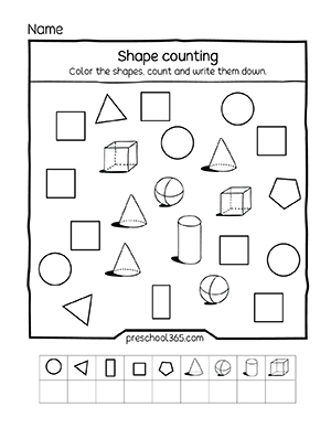 2D and 3D shape and forms for drawing worksheets for 5 year olds