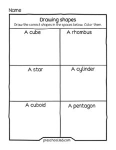 3D shape worksheets for homeschool kindergarten