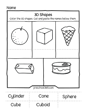 3D shape activities for kindergarten