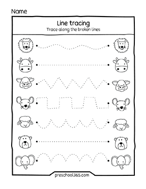 Line tracing worksheets for preschoolers