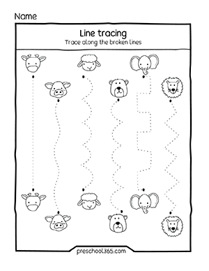 Line tracing class work for parents and teachers with preschool kids