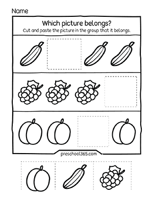 Preschool same and different printables