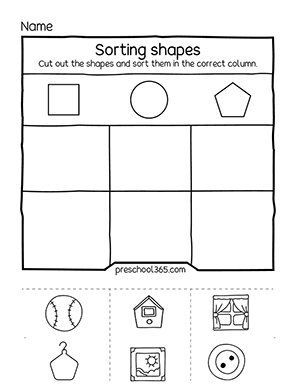 Shape printable sheets for Pre-K children
