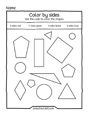 Shape color code activity for Pre-K children