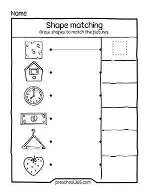 Shape tracing worksheets for Pre-K children