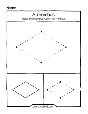 Rhombus shape activity for preschoolers