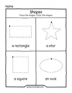 Shape activity worksheets for kids