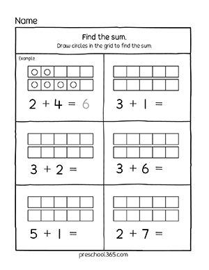Add the numbers printable activities for homeschool kindergarten kids