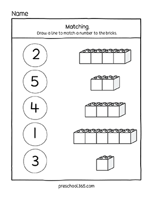 Count and match printables for preschool children