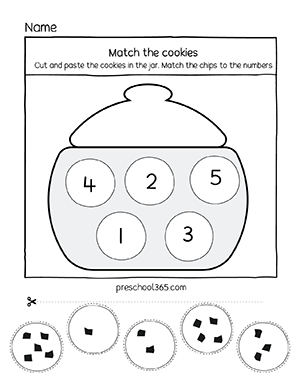 Cut and paste number matching activity