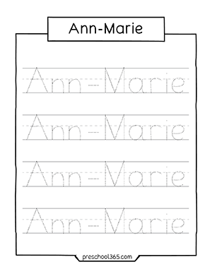 Free name tracing sheets for kindergartens children