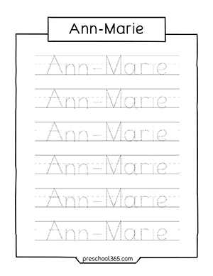 Free name tracing sheets for preschool children