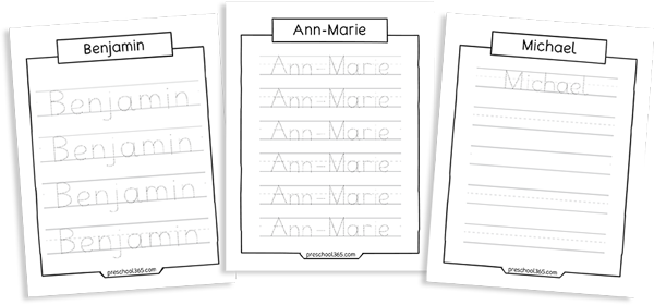 practice name tracing sheets preschool365