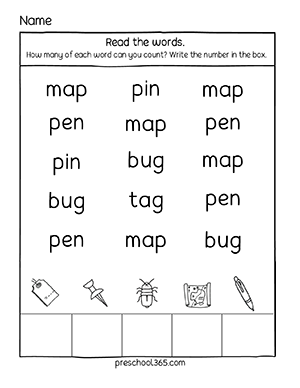 Find the words picture reading activity for 5 year olds
