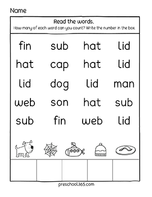 Learn from home and preschool resources on cvc words
