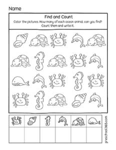 Ocean Animals, Fun deep blue sea theme activity sheets for preschool ...