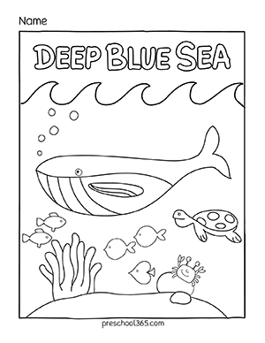 Ocean Animals Coloring Sheets for 3 year old children