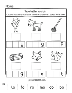 Sounding 2 letter words in preschool