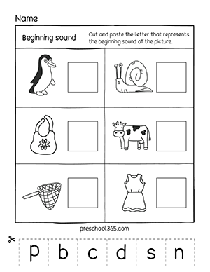 Free learn from home preschool resources on beginning sounds