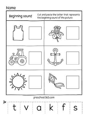 Quality and free activity sheets on beginning sounds with pictures for coloring