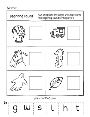 Free beginning sound test sheets for families with children