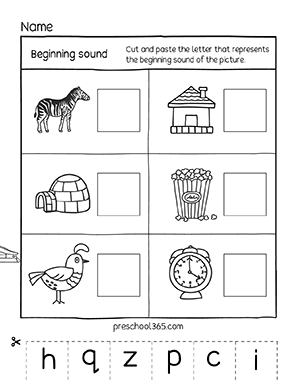 Quality preschool resources on beginning sounds for homeschool children