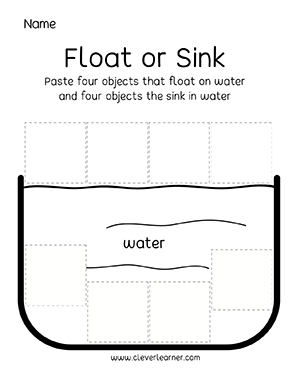 1st grade Float or sink science experiment result sheet