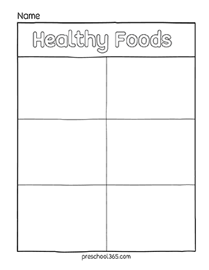 My healthy foods free preschool activity sheets