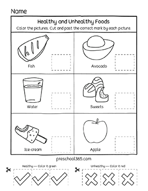 Free healthy eating lesson activities for three year olds in preschool