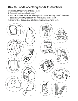 Healthy And Unhealthy Food Worksheet For Kindergarten - Preschool