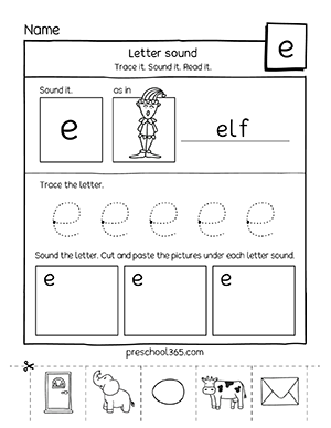 Quality Letter E sound free activity sheets for preschool use