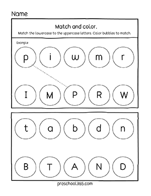 Free uppercase and lowercase letter matching sheets for kindergarteners