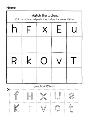 Free letter matching activity sheets for preschoolers and homeschoolers