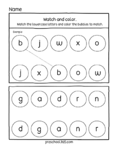 Free lowercase letter matching activity sheer