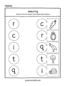 Letter matching printables for homeschool children