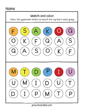 matching letter test preschool365