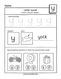 preschool-letter-y-sound-activity-sheets-yolk | Preschool365