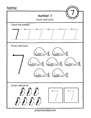 Downloadable worksheets for numbers preschool and preK