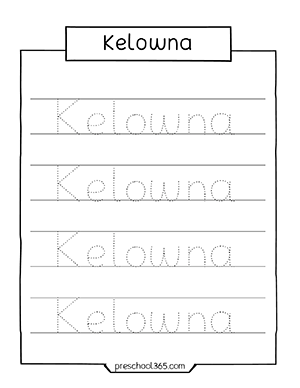 Kelowna preschool name tracing sheet