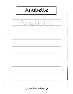 Free name tracing sheets for homeschoolers anabelle