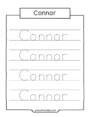 connor preschool name tracing sheet preschool365