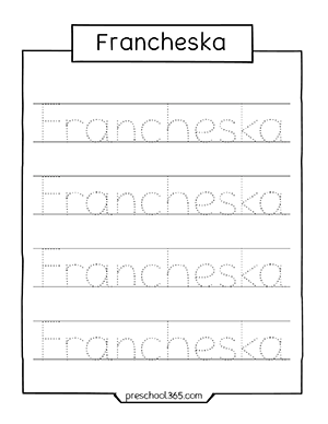 Free Name tracing sheet Francheska