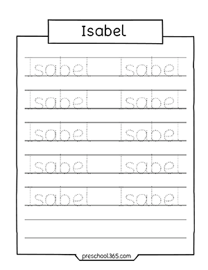 Quality Name tracing for 3 year olds preschool children Isabel