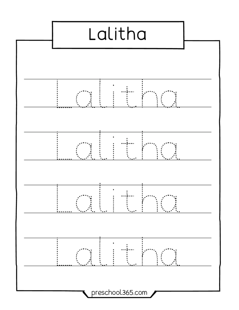 Free name tracing sheets for preschool kids lalitha