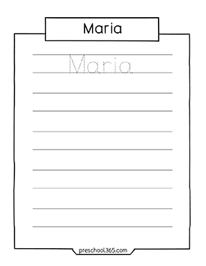 Maria Name tracing sheet