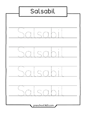 Salsabil Free name tracing sheets for preschoolers