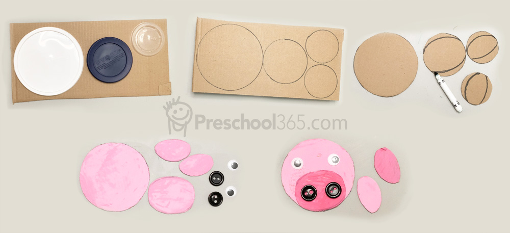 Preschool and kindergarten paper craft pinky pig