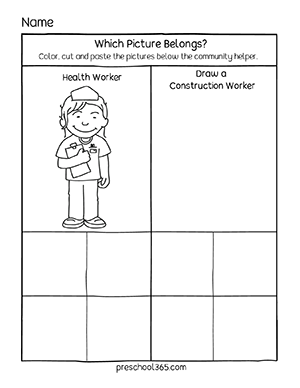 PreK Work People Do Cut and paste activity worksheets for 4 year olds