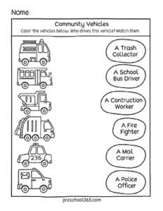 Community Helpers Activity Sheets for PreK and Kindergartens