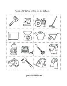 Community helpers cut and paste worksheet for homeschool kindergarten children